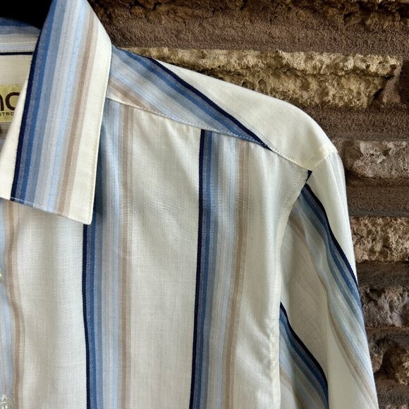 Geno by Gene Ostro Men's Vintage 70s 80s Striped Button Front Disco Shirt Size M - Picture 6 of 8